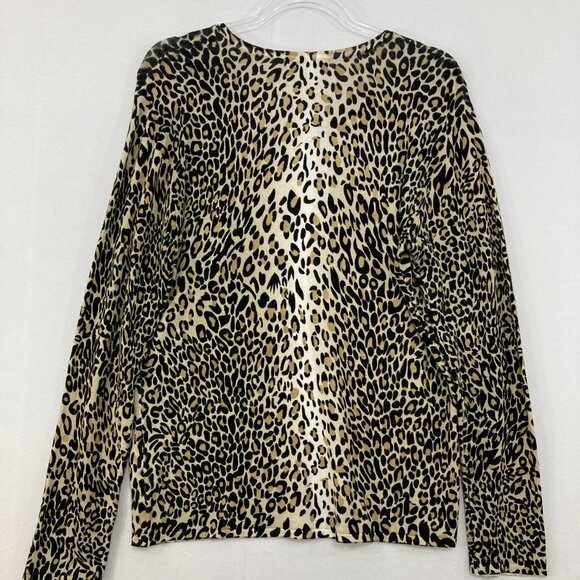 New PIERRI New York Large Leopard Beaded Stretch Knit Long Sleeve Sweater - Picture 7 of 8